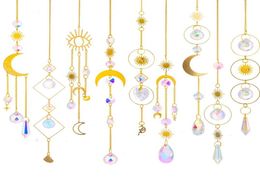 Decorative Crystal Wind Chime Moon Sun Catcher Diamond Prisms Pendant Dream Catcher Rainbow Chaser Hanging Drop Home Garden Decor 1485978