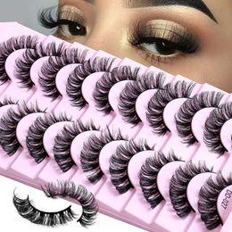 False Eyelashes 10 pairs of eyelashes DD curled 8-23mm Russian 3D mink fur reusable fluffy with eyelash extensions Q240510