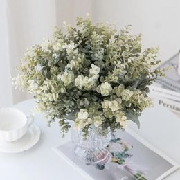 Decorative Flowers Artificial Plant Plastic Eucalyptus Wedding Party Christmas Home Flower Arrangement Decoration Craft Accessory Pography