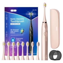 Seago Sonic Toothbrush Electric Touch Control Seamless Button Pressure Sensor with Travel Box Replaceable Brush Head 240511
