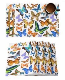 Table Mats Vintage Watercolor Butterfly Texture Placemat Wedding Party Dining Decor Linen Mat Kitchen Accessories Napkin