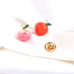 Brooches Fashion Pink Small Peach Brooch Cute Lemon Cherry Fruit Pins For Women Girls Collar Clothes Accessories Jewelry Gift