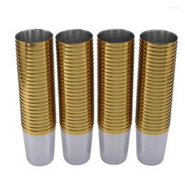 Disposable Cups Straws 100X Gold Plastic 10 Oz Clear Tumblers Rimmed Fancy Wedding Elegant Party With