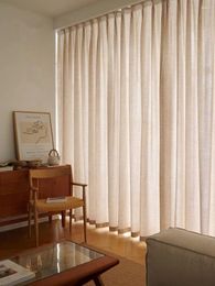 Curtain 2 Colors Modern Beige Grey Linen Like Thick Tulle Living Room Flax Sheer Curtains For Bedroom Voile Window S Folds Drapes