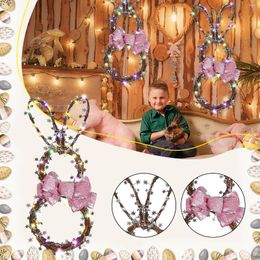 Decorative Flowers Foldable Handmade Wreath Decoration Easter Pendant DIY Shape Rattan Style