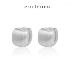 Stud Earrings Matte Brushed Square S925 Sterling Silver 18K Gold-plated Hundred Original Design High-end