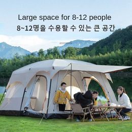 Tents and Shelters Luxury villa outdoor camping tent two guest rooms one living room easy to set up equipment family party travel big tentQ240511