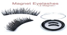 1 Pair Reusable Double Magnetic Eyelashes 15mm Black Fiber Natural Fake Eyelash with 2 Magnets Fashion Eyes Makeup Accessories6997818