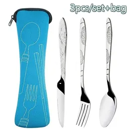 Dinnerware Sets 1pc Portable Camping Backpacking Utensils Case & Travel Accessories Cutlery Bag Lunch Tools For Spoon And Fork