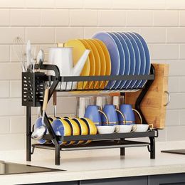 Kitchen Storage Home Multilayer Organizer Ventilation Drain Dish Drainer Card Slot Design Rack Stable Load-bearing Cutlery Holder