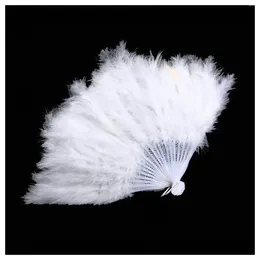 Decorative Figurines Flapper Folding Handheld Fan Halloween Costume Feather Home Decor For Dancing Show