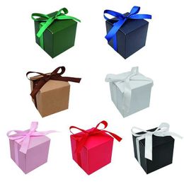 Gift Wrap 50/100 pieces of cowhide candy boxes chocolate paper gifts with ribbons folding packaging wedding discounts baby showers bride partiesQ240511