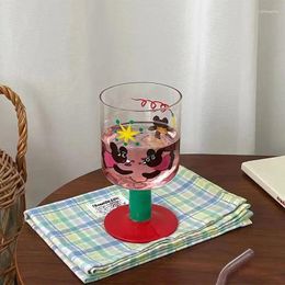 Wine Glasses Creative Cartoon Hand Drawn Animal Tall Coloured Transparent Juice Drinks Suitable For Couples Give As Gifts