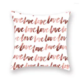 Chair Covers 2024 Fashion Pink Letters Rose Gold Powder Peach Skin Pillowcase Sofa Cushion Household Goods