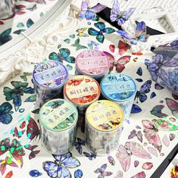 Gift Wrap 1 Roll Laser Colour Butterfly Theme Tape PET Waterproof Decorative DIY Diary Masking 2m/78.7 Inch 5cm/1.96