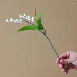 Decorative Flowers Single Artificial Wind Chime Lily Of The Valley Imitation Bell Orchid 35cm 2/5-Fork Bridal Bouquet Po Props Wedding