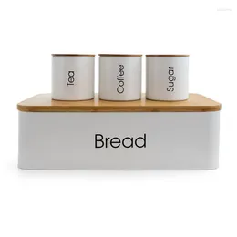 Storage Bottles 4 Piece Bamboo And Organisation Canister Set In White Food Containers Kitchen Organiser Squeeze Bottle Glass Jar