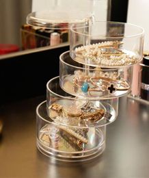 Transparent 4 Tiers Jewelry Storage Box With Lid Acrylic Makeup Organizer Rotating Jewelry Organizer Case High Quality Y11161729503
