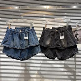 Women's Jeans PREPOMP 2024 Summer Collection Pleated Ruffles Denim Shorts Women 228