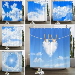 Shower Curtains Sunny Blue Sky Curtain Natural Landscape Waterproof Bathroom 3D Print Scenery Partition With Hooks