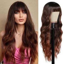 Second hair style womens wig with straight bangs large waves long curly hair Deep Wave Wig