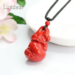 Pendant Necklaces Cinnabar Gourd Dark Red Sand Lotus Leaf Fish Retro Sweater Chain Jewelry