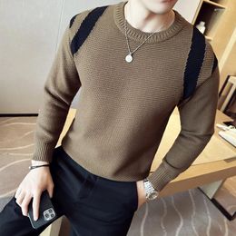 Men's Sweaters Top Quality Waffle Colour Mens Fall/ Winter Crew-neck Sweater Pullover Stylish Casual Slim Knitwear