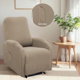 Chair Covers Reclining Cover Recliner Stretch Slipcover 4-Pieces Small Sofa Soft With Elastic Bottom Jacquard Cheques