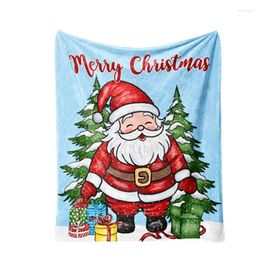 Blankets Merry Christmas Series Santa Blanket Flannel Warmth Soft Plush Sofa Bed Throwing