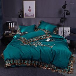 Bedding Sets 35 60S Egyptian Cotton Gold Embroidery Set Lace Duvet Cover Bed Sheet/Linen Pillowcases