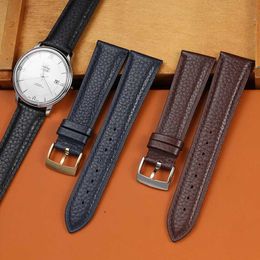 Watch Bands 19mm 20mm 21mm Italian leather strap suitable for Omega Seamaster 300 150 Speedmaster 007 AT150 brown strap deployment buckle Q240510