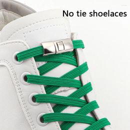 Shoe Parts 1 Pair No Tie Laces Pressing The Metal Lock Elastic Shoelaces Flats Children And Adults Security Lazy Shoelace Rubber Band