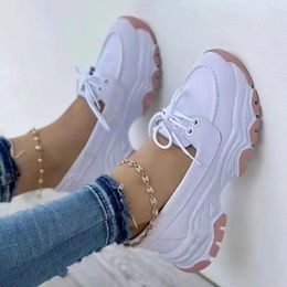 Casual Shoes Womens Vulcanized Lace Up Round Toe Leather Sports Fall 2024 Outdoor Thick Sole Tennis For Women