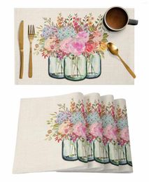 Table Mats Flower Leaves Bottle Placemat Wedding Party Dining Decor Linen Mat Kitchen Accessories Napkin