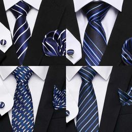 Neck Tie Set High Grade Nice Handmade 100% Silk Tie Handkerchief Cufflink Set Necktie Clothing Accessories Cravat Men Paisley Easter Day