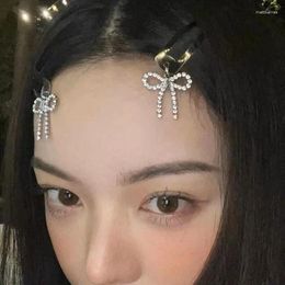 Hair Clips Eye-catching Ins Fashion Silver Color Bow Zircon Clip Women's Exquisite Side High Grade Bang Accessories