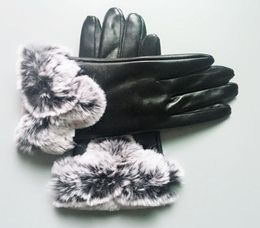 23cm10cm Fashion Black Leather Gloves Women Men Outdoor Sports Winter Warm Luxury Glove Five Fingers Covers9521985