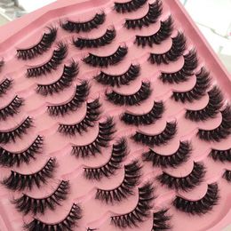 False Eyelashes 20 pairs of mink eyelash strips Wispy eyelashes wholesale personal natural makeup bulk fluffy false Q240510