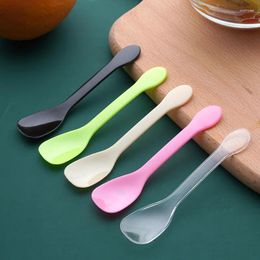 Disposable Flatware 100pcs Plastic Thickened Spoon Colorful Dessert Ice Cream Fruit Jelly Pudding Individually Packaged