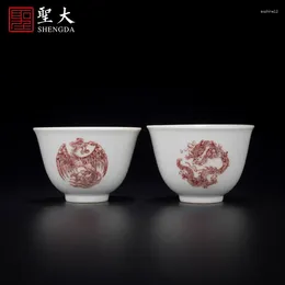 Teaware Sets |red Group Dragon And Phoenix Pair Cup Jingdezhen Tea Set Pure Hand-painted High-grade