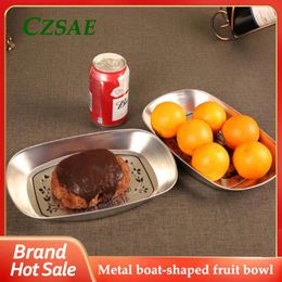 Storage Bottles 1pcs Metal Boat-shaped Fruit Plate Tinplate Small Tray Dessert Western Steak Jewelry Cosmetics