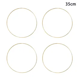 Decorative Flowers 4pcs DIY Wreath Metal Rings Wall Hanging Dream Catcher Home Decor Wedding Gold Circle Crafts Handmade Floral Hoop For