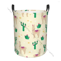 Laundry Bags Bathroom Basket Desert Alpaca And Cactus Flower Foldable Hamper Waterproof Clothes Organiser Home Storage