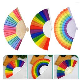 Decorative Figurines 3 Pcs Fan Japanese Rave Retro Large Craft Folding Rainbow Fans Plastic Women Hand Woman