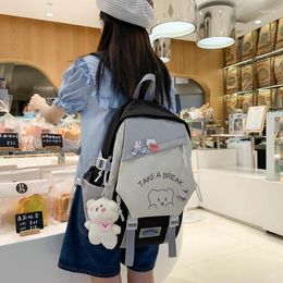Backpack 2024 Women Japanese High Girls School Bags Multi Pockets For Teenage Kawaii Harajuku Black Cute Mochila