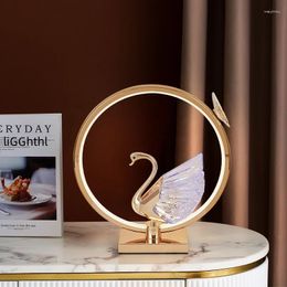 Table Lamps Modern Golden LED Swan Lamp Creative Design Desk Light Decor For Home Living Room