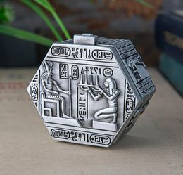 Hexagon Metal Case Jewellery Box Egypt Pharaoh Pattern Carved Keepsake Souvenir Gift Storage Box Ring Necklace Organiser Chest3091741