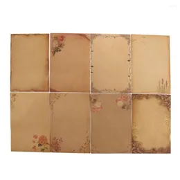 Gift Wrap 1 Set Brown Kraft Paper Flower Desig Craft Students Stationery School Supplies Printed Product Confession