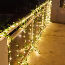 Decorative Flowers Vine String Light Eco-friendly Aesthetic Artificial Ivy Garland Fake Plant With LED Home Decor