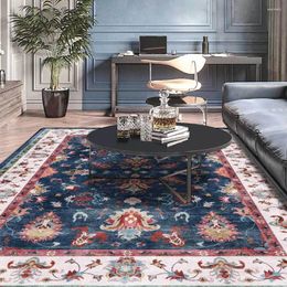 Carpets Persian Style Hallway Non-Slip Floor Mat Ethnic Blue Red Floral Printed Carpet Bedroom Bedside Area Rugs Kitchen Bathroom Tapete